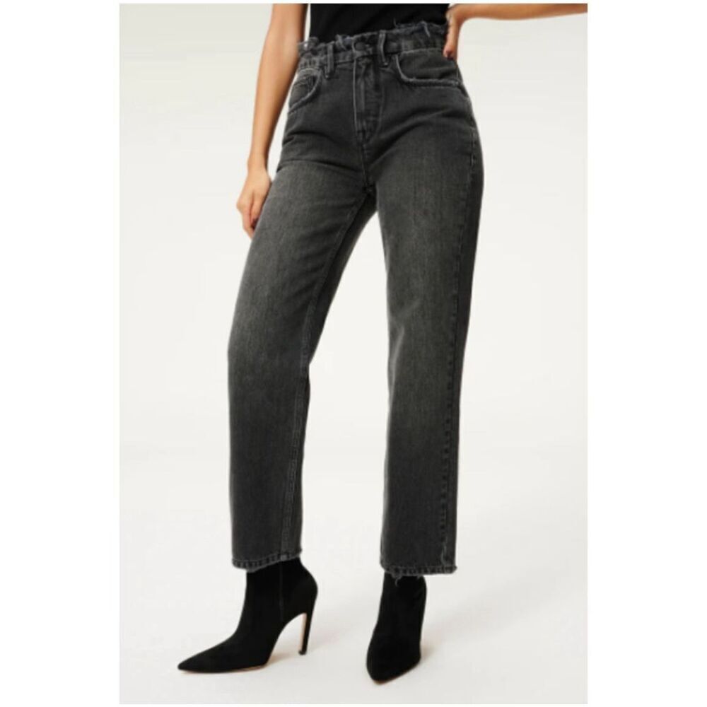 Good American distressed washed black 90’s 10/30 luxe wedgie jeans